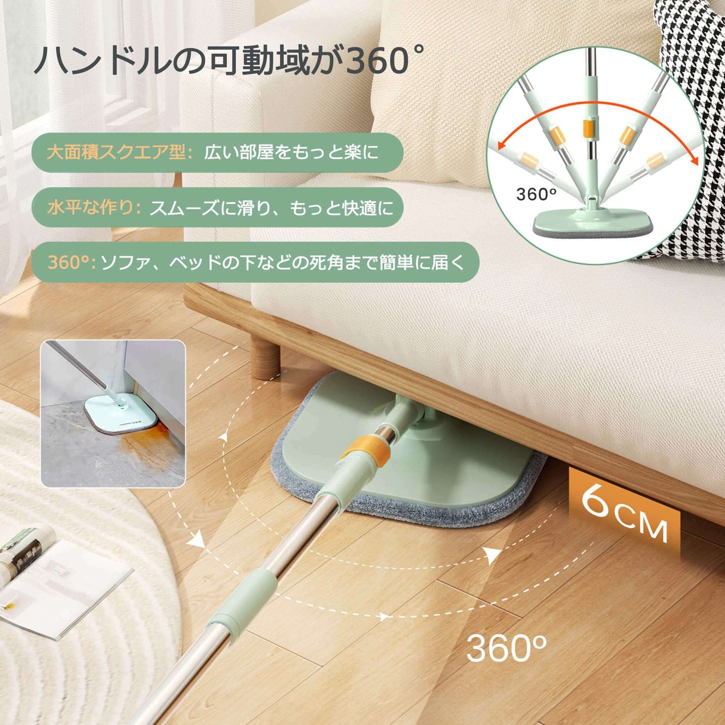 Homettler モップ ホームットラー 回転モップ 3.5L大容量 二枚セット