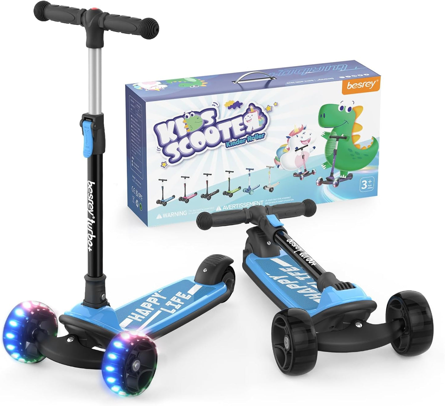 キックスクーター キックボード 子供 ユニコーン玩具 3輪 LED光るホイール 静音タイヤ 4階段高さ調整
