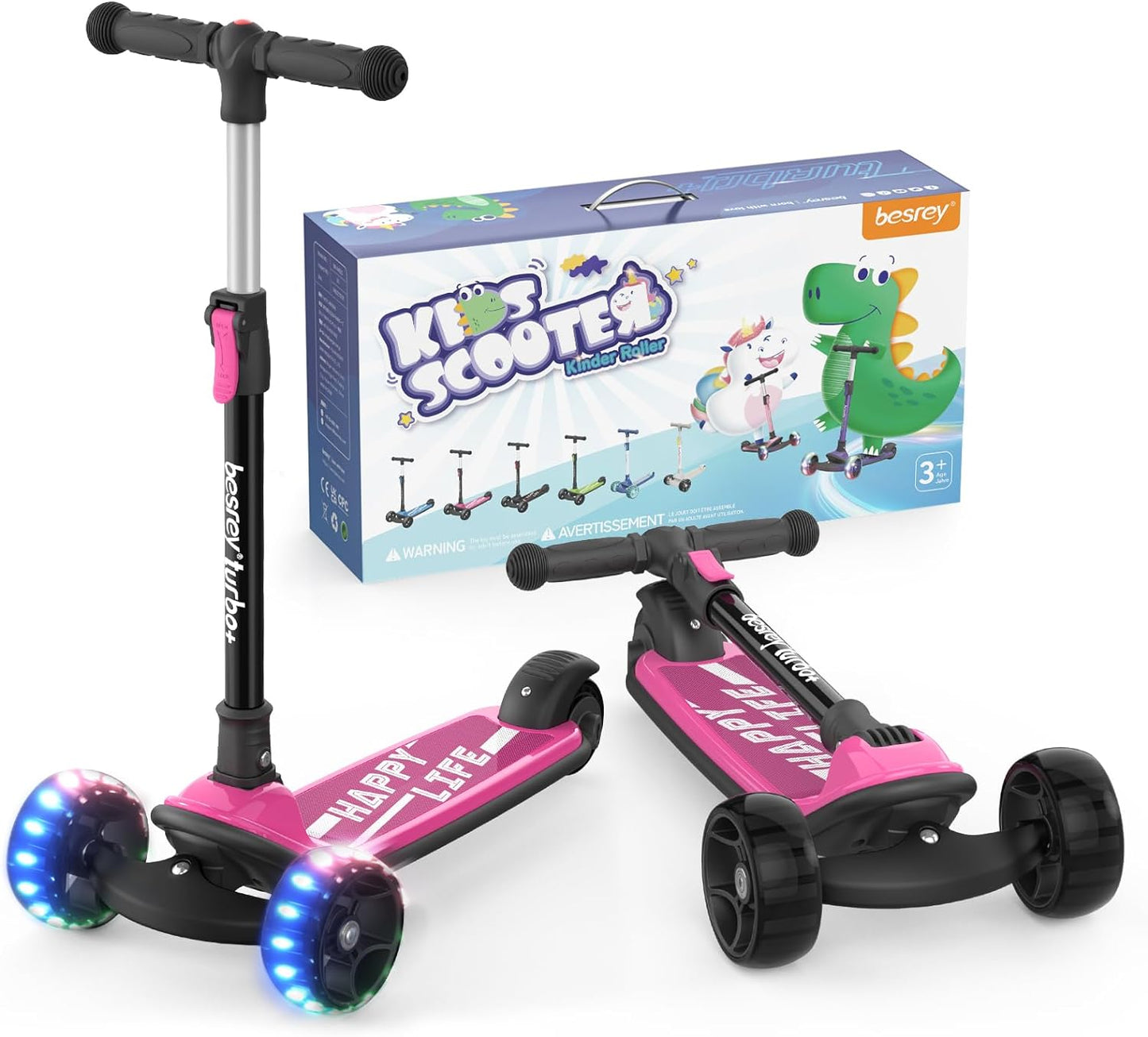 キックスクーター キックボード 子供 ユニコーン玩具 3輪 LED光るホイール 静音タイヤ 4階段高さ調整