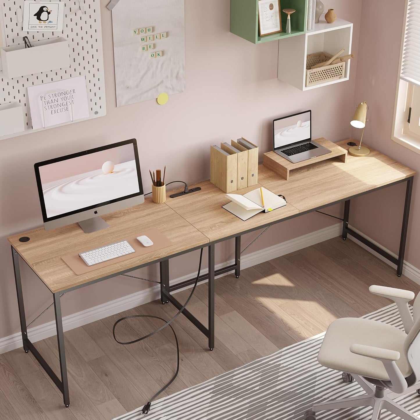 Bestier l字デスク パソコンデスク コンセント付き 幅150cm×奥行150cm pcデスク デスク