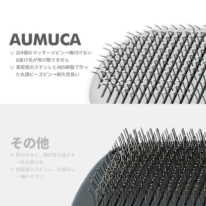 アウムカ (Aumuca) ペット用ブラシ【ワンプッシュ式!】 ブラッシングブラシ 猫ブラシ 犬用ブラシ スリッカーブラシ ワンプッシュ式 抜け毛取りクリーナ ー マッサージ 痛くない 丸洗い可能 皮膚に優しい 犬猫通用 中毛 長毛 種向け