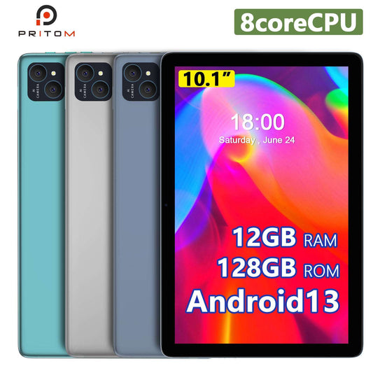 PRITOM タブレット10インチ Android13 12GB 128GB 保護フィルム ポイント 1280*800 8.0+5.0MP 8000mAh SDカード SIMカード WIFIモデル 5/2.4GHz