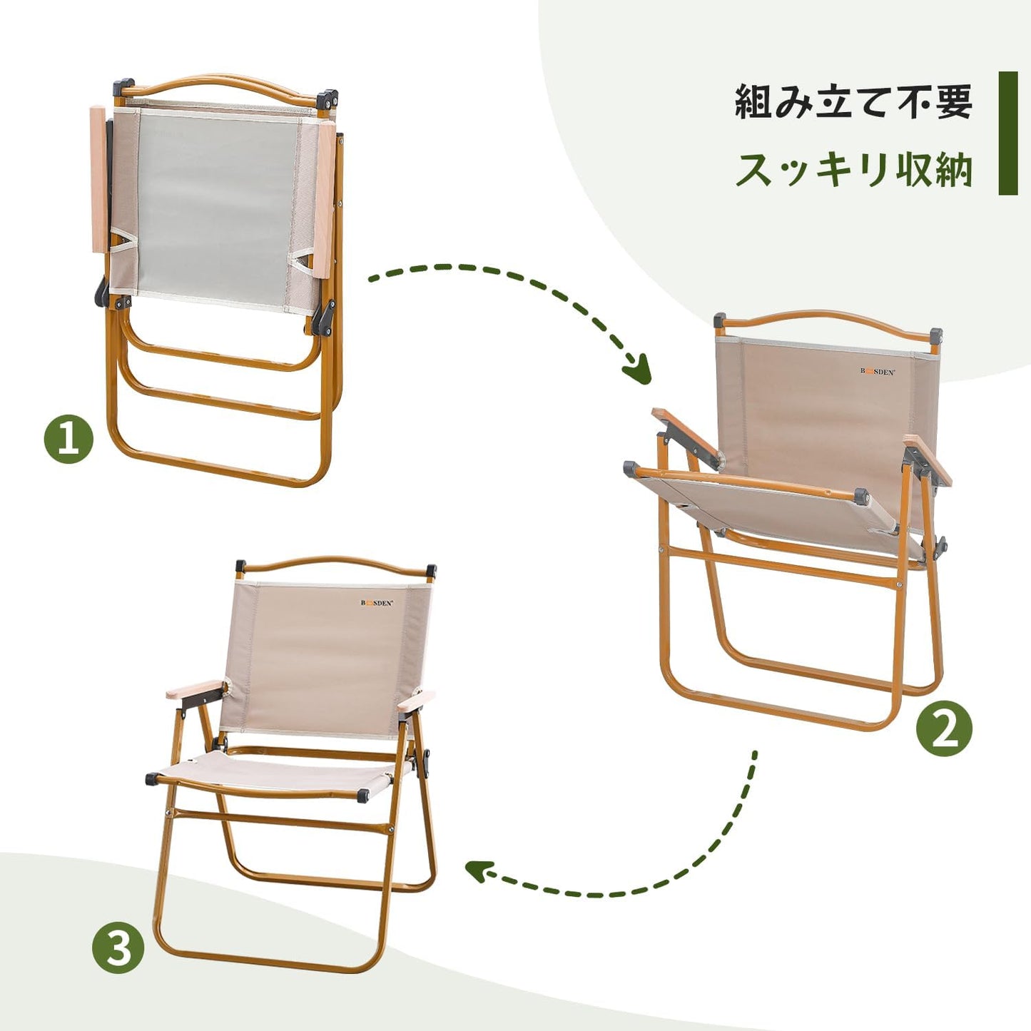 BOOSDEN キャンプチェア アウトドア チェア 耐荷重150KG