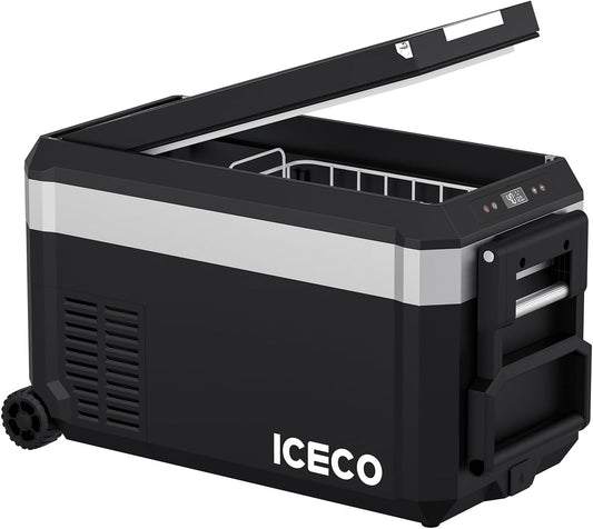 ICECO JP30 車載冷蔵庫 30L -20℃～20℃ 急速冷凍  アプリ制御 静音 3WAY電源対応 庫内灯付き DC12V/24V AC100V  (ブラック, 30L)