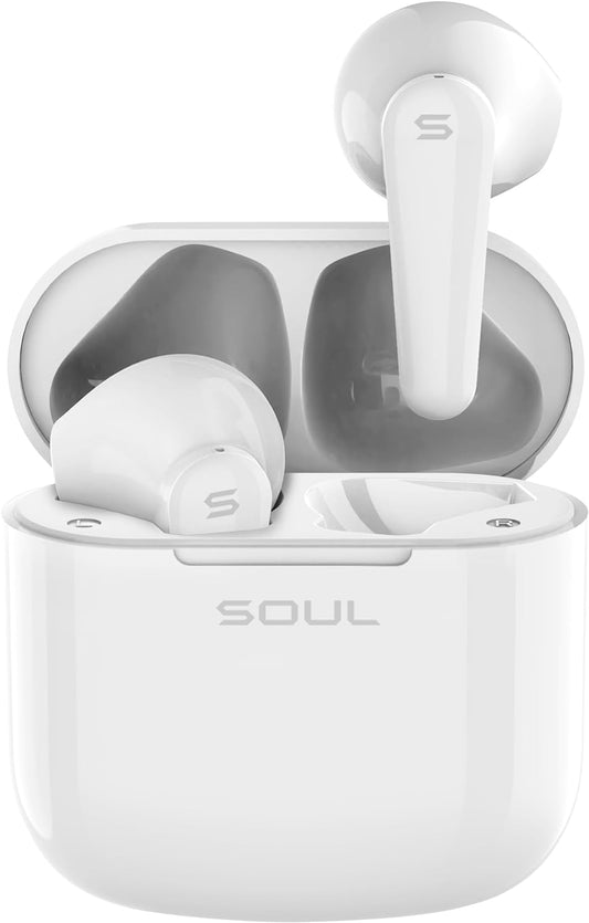 Soul S-CANDY ワイヤレスイヤホン エンターテインメントモード搭載、環境ノイズキャンセリング、8Hバッテリー駆動、IPX4防水、USB-C急速充電、ゲーム、映画向け低遅延 (ホワイト)