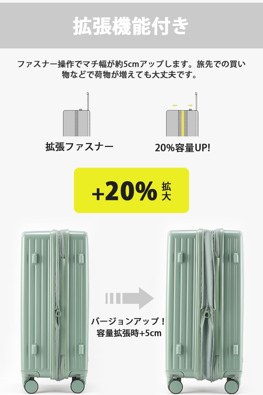 スーツケース 拡張 販売 機内持ち込み ポケット