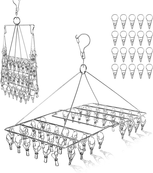ピンチハンガー 52ピンチ 【20個予備ピンチ付き】 ステンレス製  物干し台 折りたたみ式 収納便利 長さ58ｃｍ*幅さ30.5ｃｍ