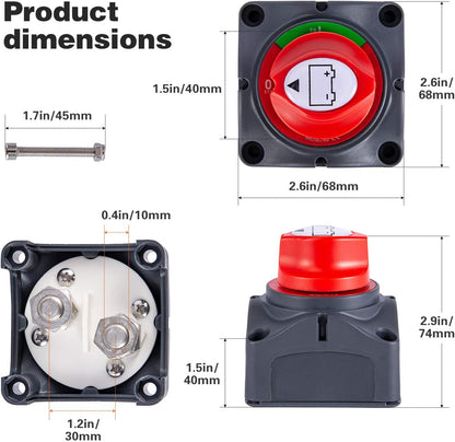 Kohree バッテリースイッチ 12V-48V 切断スイッチ 防水 バッテリーアイソレーター 275A バッテリーカット 車用 トラック 船舶 マリンボート 保護電源 漏電防止 オン/オフ