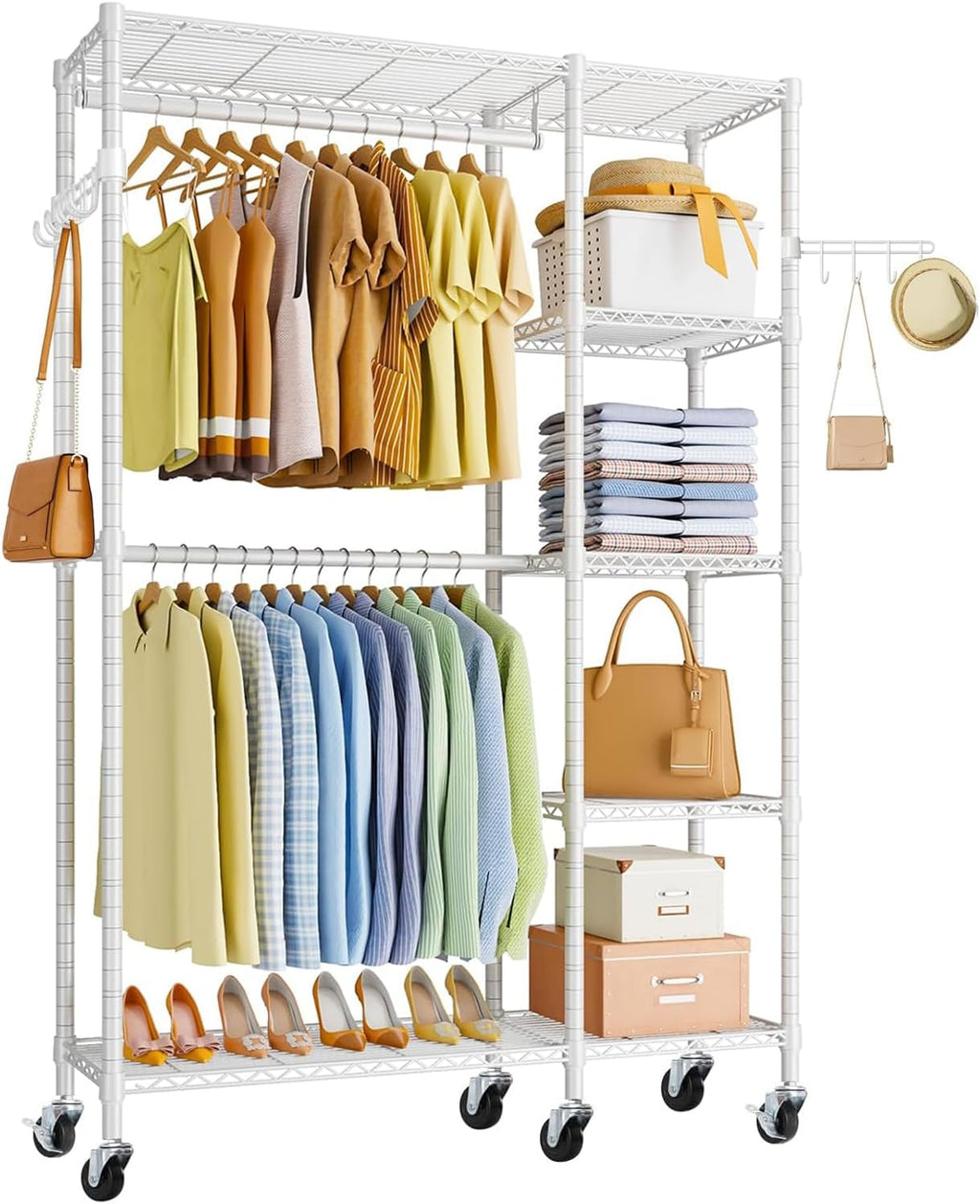 ハンガーラック 頑丈 2段 大容量 洋服ラック 耐荷重260kg