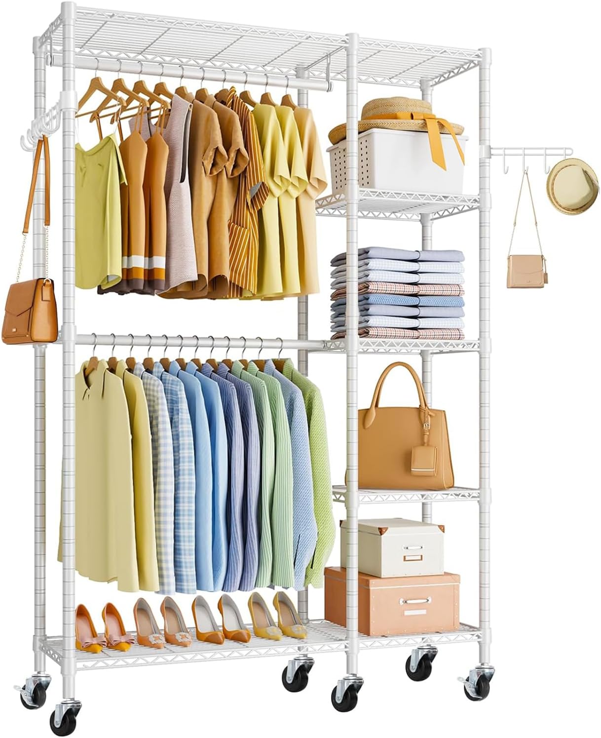 ハンガーラック 頑丈 2段 大容量 洋服ラック 耐荷重260kg