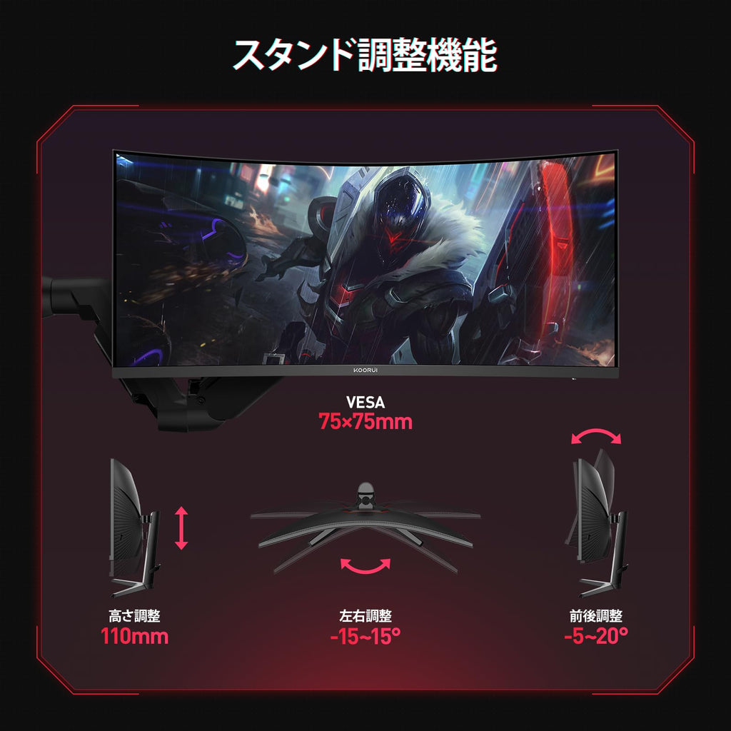 ゲーミングモニター 34 インチ 湾曲 VA パネル リフレッシュレート 180Hz