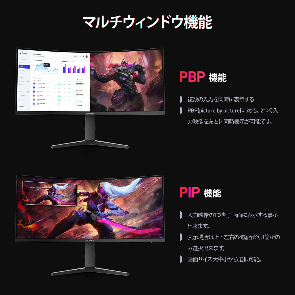 ゲーミングモニター 34 インチ 湾曲 VA パネル リフレッシュレート 180Hz
