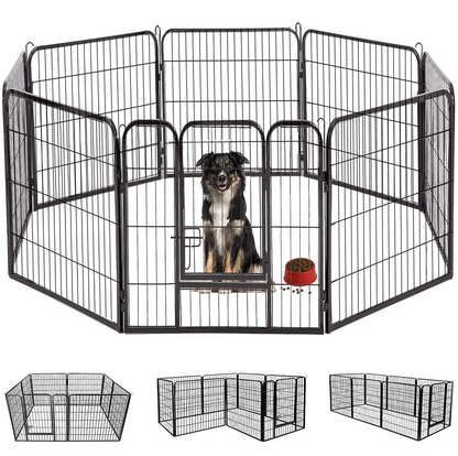 ペットフェンス 大型犬用 中型犬用 ペットケージ パネル8枚 四角ポール(60X80cm-8枚)