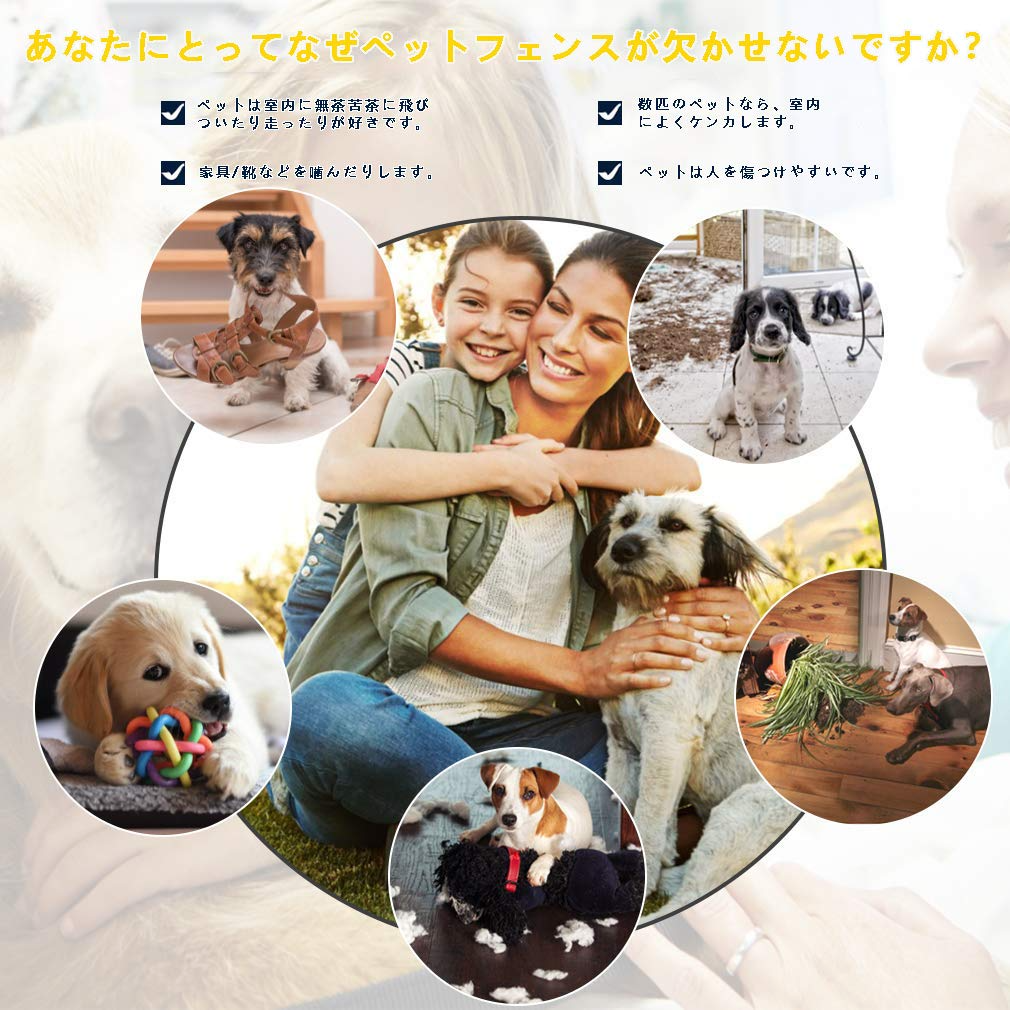 ペットフェンス 大型犬用 中型犬用 ペットケージ パネル8枚 四角ポール(60X80cm-8枚)